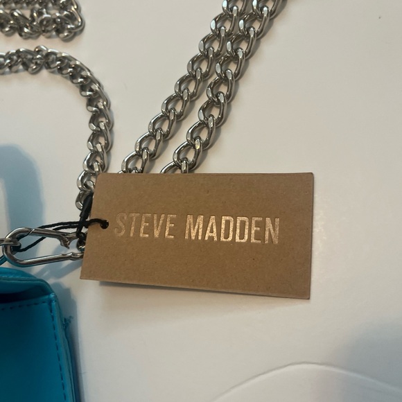 NWT STEVE MADDEN BDORAA mini FLAP TOP CROSSBODY BAG Top Handle & Chain,Turquoise - Picture 9 of 9